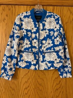 Banana Republic Factory Royal Blue Floral Bomber Jacket